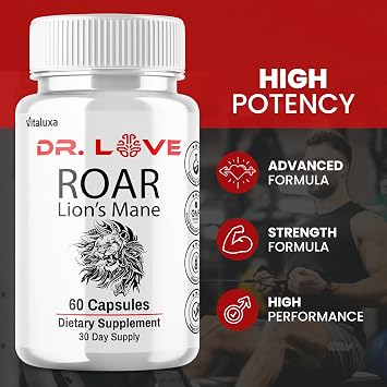 (5 Pack) Dr. Love Roar Lions Mane Supplement Capsules, Dr.Love Roar Lions Mane Plus Pills Brain and Focus Premium Advanced Official Formula, Doctor Love All Natural Support Pills, USA (300 Capsules)
