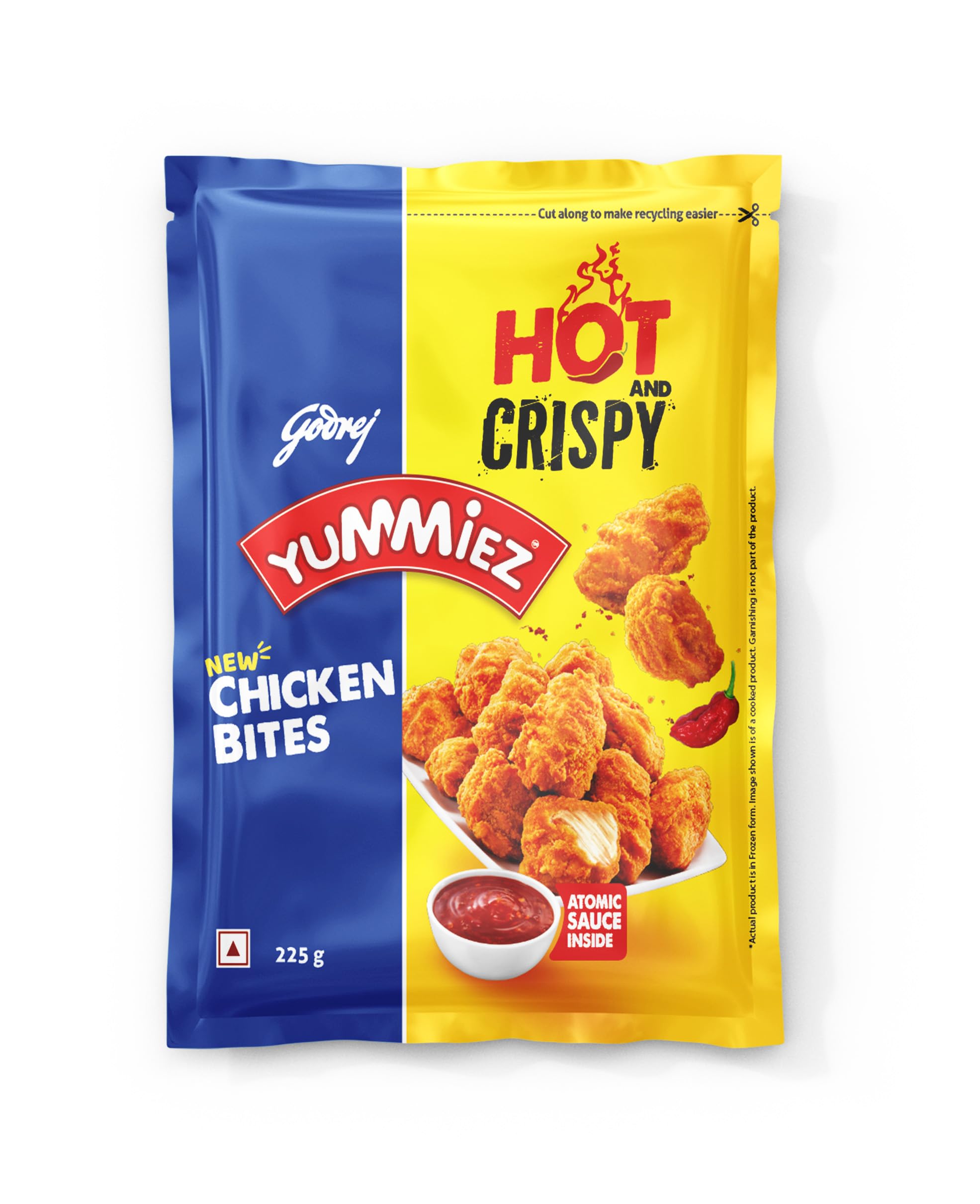 Godrej Yummiez Hot & Crispy Chicken Bites Nuggets 225g- Whole