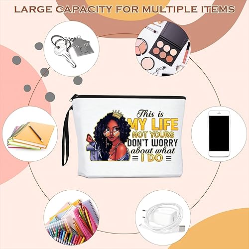 Miniatura 6 de Roowest 4 bolsas de maquillaje afroamericanas negras para mujer, bolsa de cosméticos para mujer, regalos inspiradores, artículos de aseo con