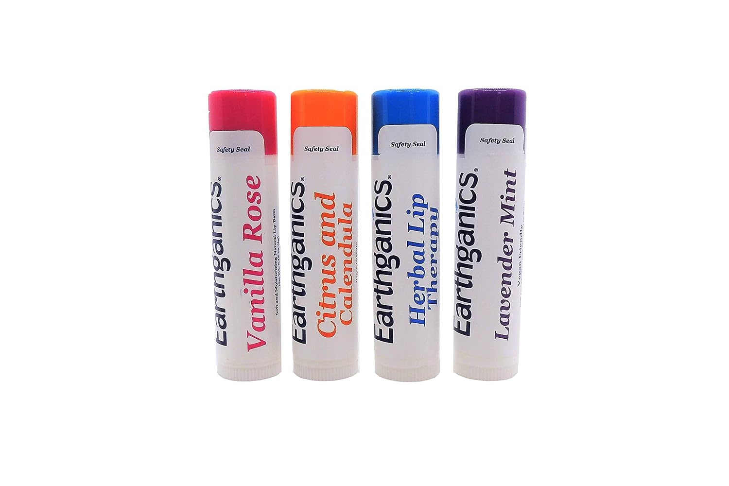 Earthganics 100% Natural Lip Balm Set - Cold Sore Treatment, Vegan Friendly, Essential Oils for Flavor