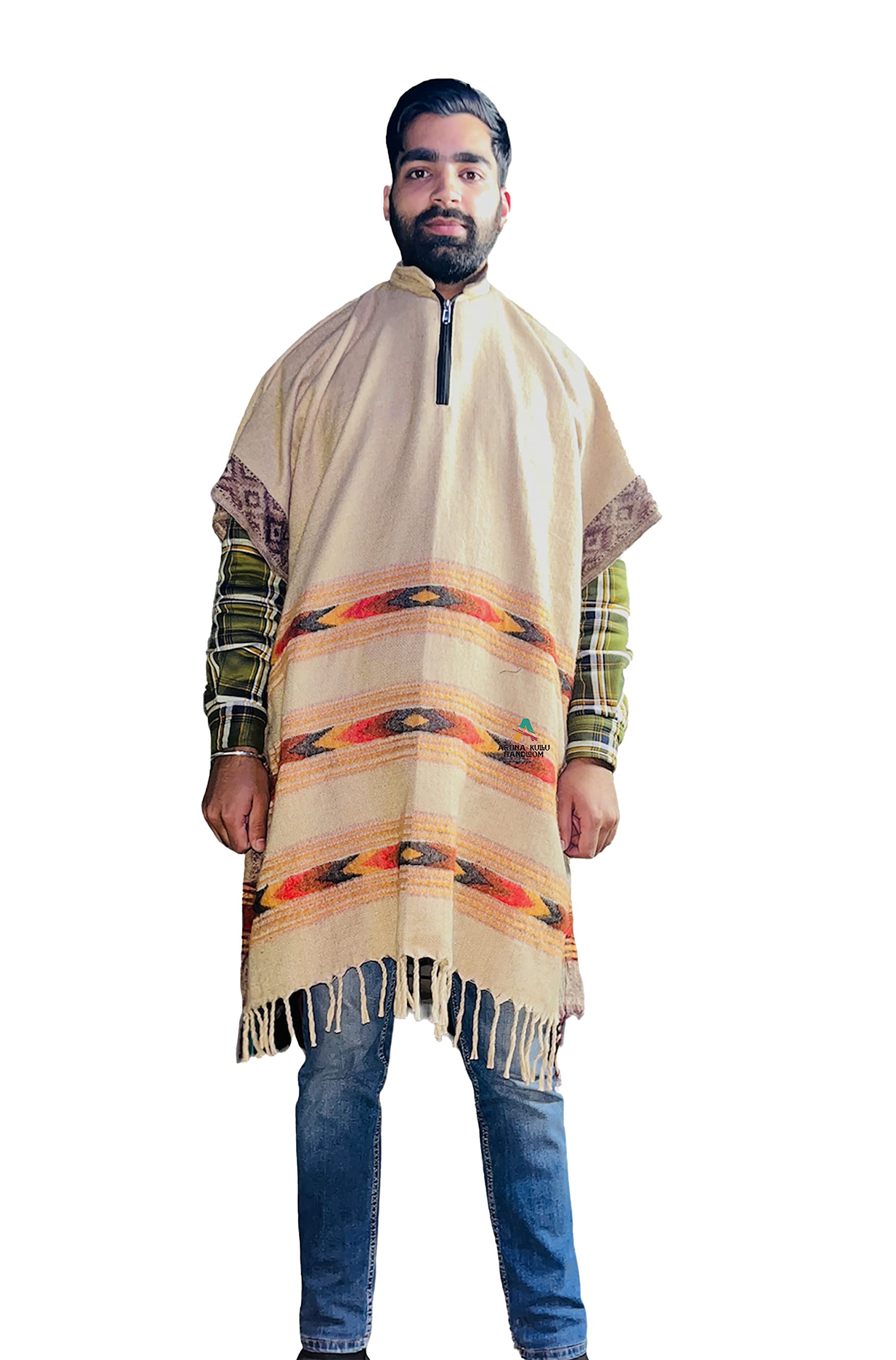 aruna kullu handloom kullu Woolen Poncho with Hood for Men (Kaftan-picture-35