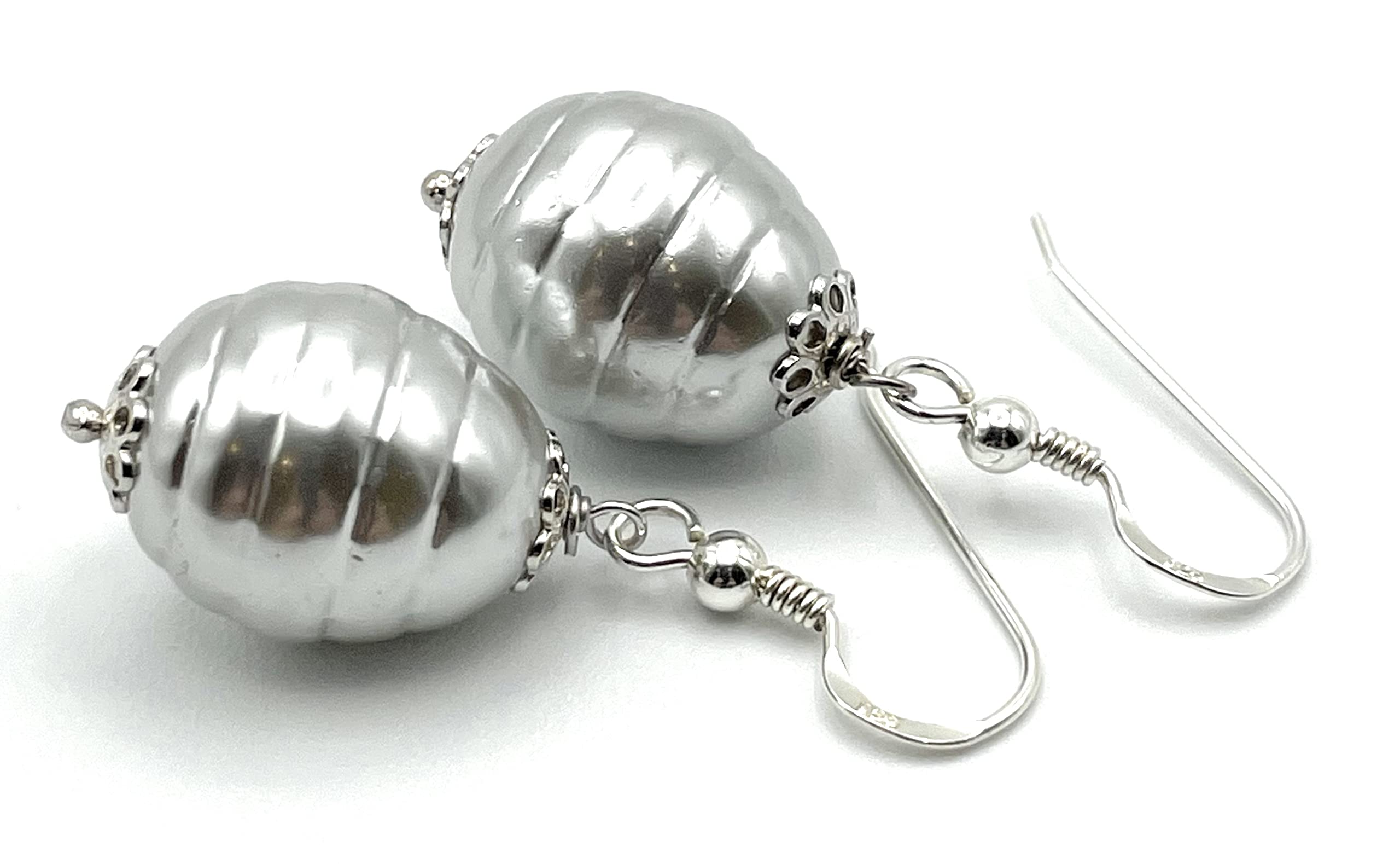 Orecchini con Perle Grigie Barocche, Argento 925, Gioielli Moderni, Bijoux Artigianali, Regalo Festa della Mamma