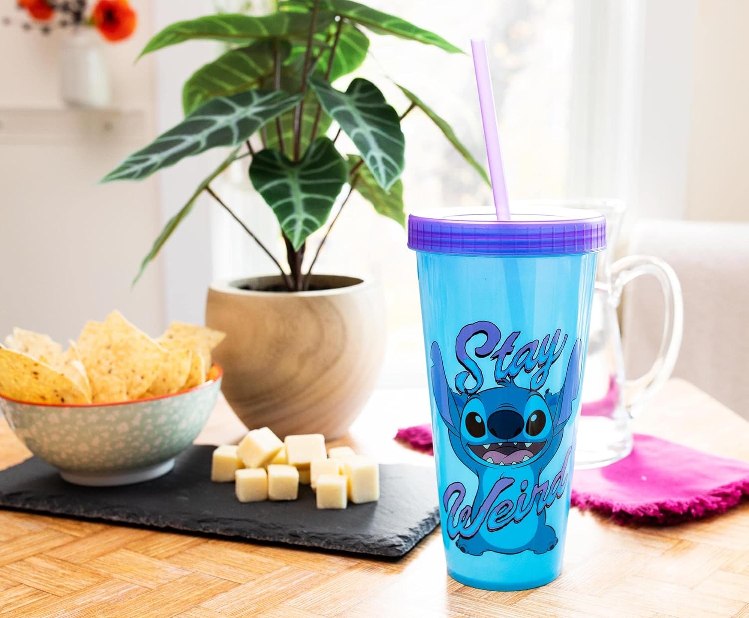Disney Lilo & Stitch Stay Weird Color-Changing Plastic Travel Tumbler | Includes Reusable Straw and Leak-Resistant Lid | Holds 24 Ounces - Image 3