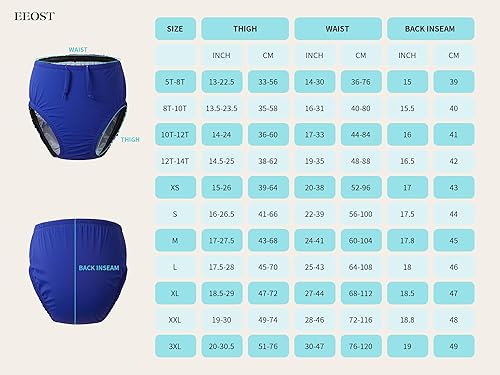 Miniatura 6 de EEOST Pañales de natación reutilizables para jóvenes, para incontinencia, impermeables, a prueba de fugas, unisex (12-14T, azul)