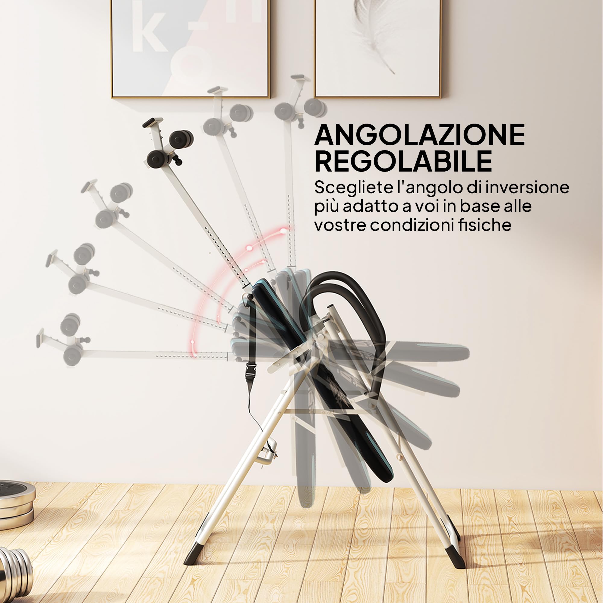 HOMCOM Panca a Inversione Gravitazionale Professionale Imbottita, Tavola di Inversione in Acciaio, 65x112-142x126cm