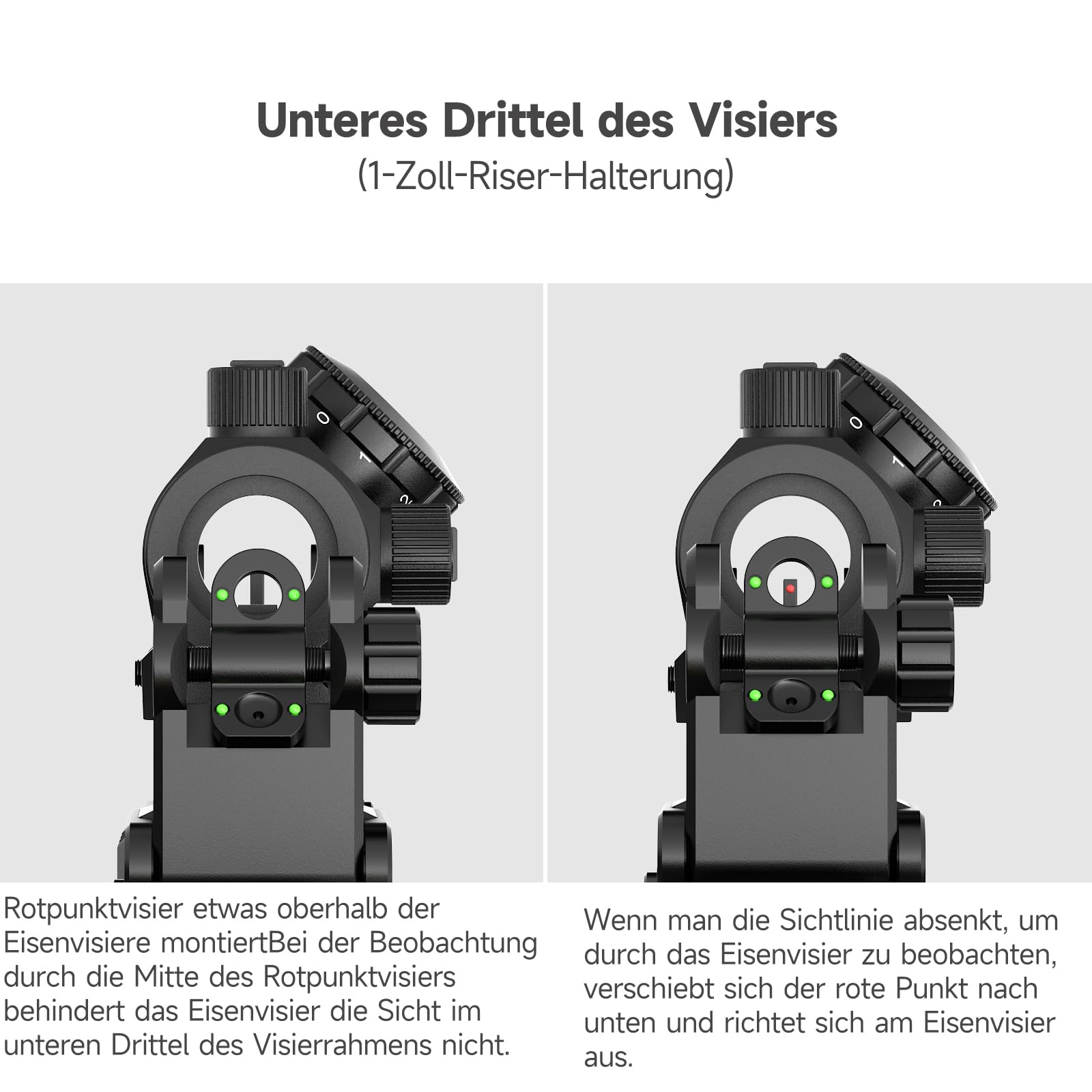 Red Dot Visier-Rotpunktvisier 4 MOA Zielfernrohr mit 1 Zoll Höhenhalterung, Einstellbarer Red Dot Helligkeit und Wasserdicht