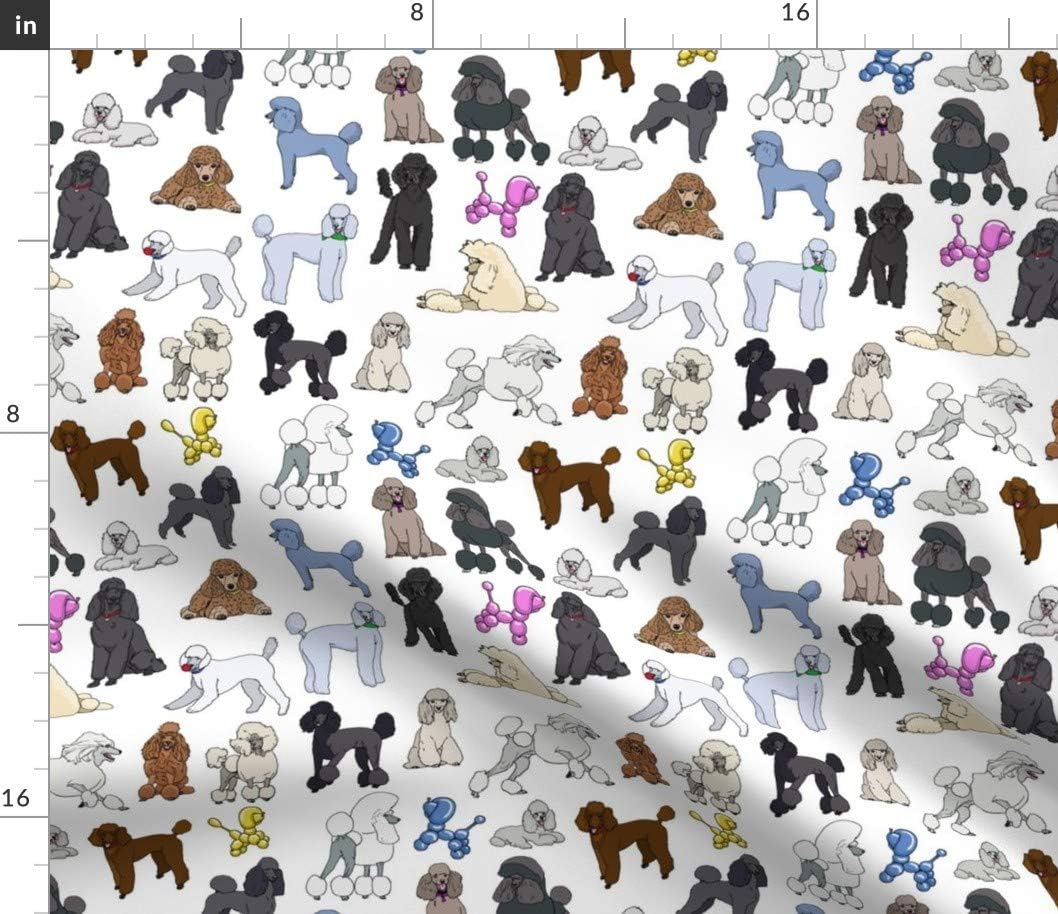 Spoonflower Fabric - Poodles White Dogs Animals Decor Printed on Petal Signature Cotton Fabric Fat Quarter - Sewing Quilting Apparel Crafts Decor