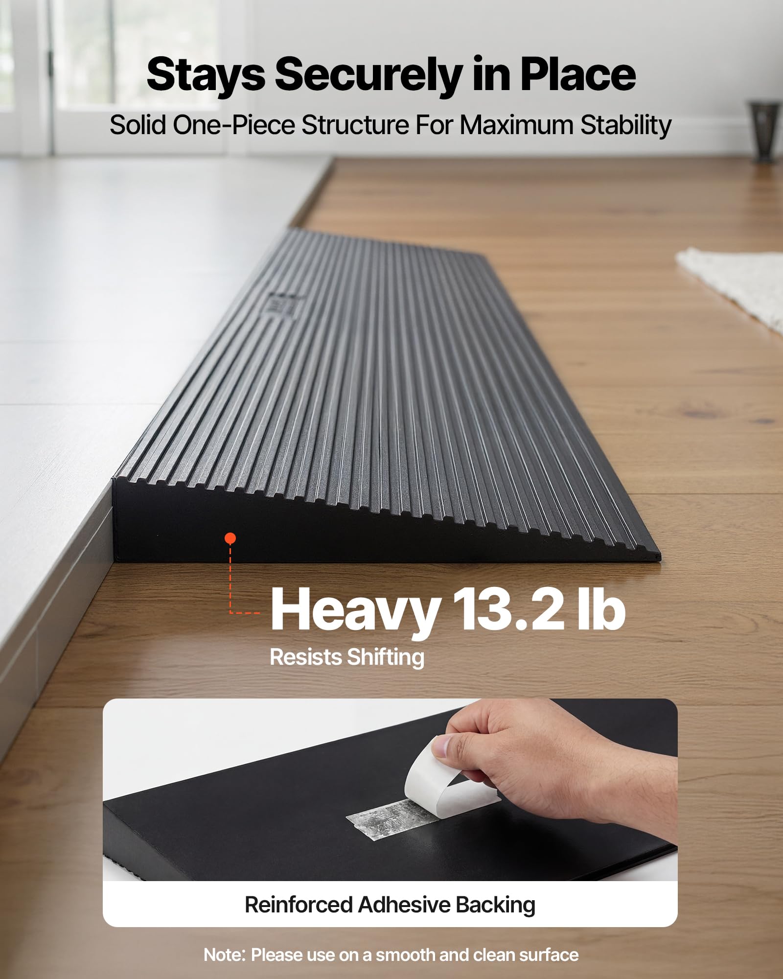 VEVOR Rampa progowa wysokość 4 cm rampa do cięcia gumy, obciążenie 15 t, rampa dostępu do wózków inwalidzkich, szerokość 90 cm, antypoślizgowa, dwustronna taśma samoprzylepna do drzwi łazienkowych