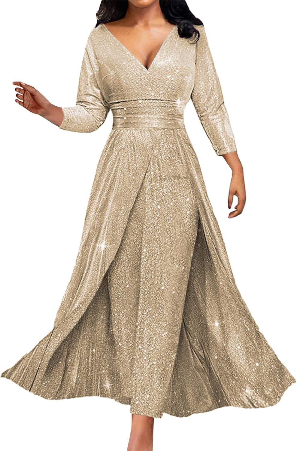 2 Piece Jumpsuit Mother of the Bride Dresses Pant Suits for Wedding Guest Groom Dress Formal Outfit Sets with Overskirt