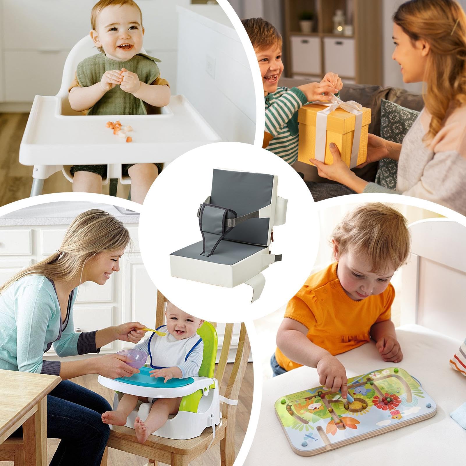 Wzmacniacz Krzesła do Jadalni Siedzisko Przenośne Podróżne Booster Seat dla Malucha z Regulowaną Poduszką Wspomagającą