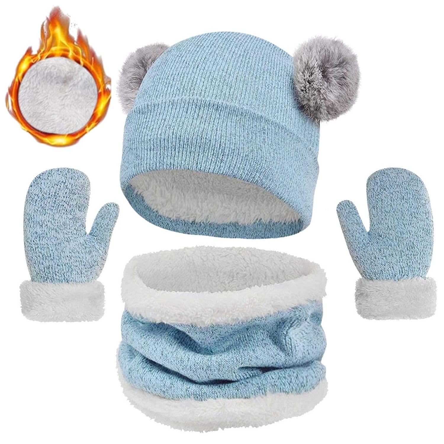 JFAN Gorra y Bufanda para Niña Invierno Set Sombrero para Bebes Conjuntos de Accesorios para Niño de 2-7 años