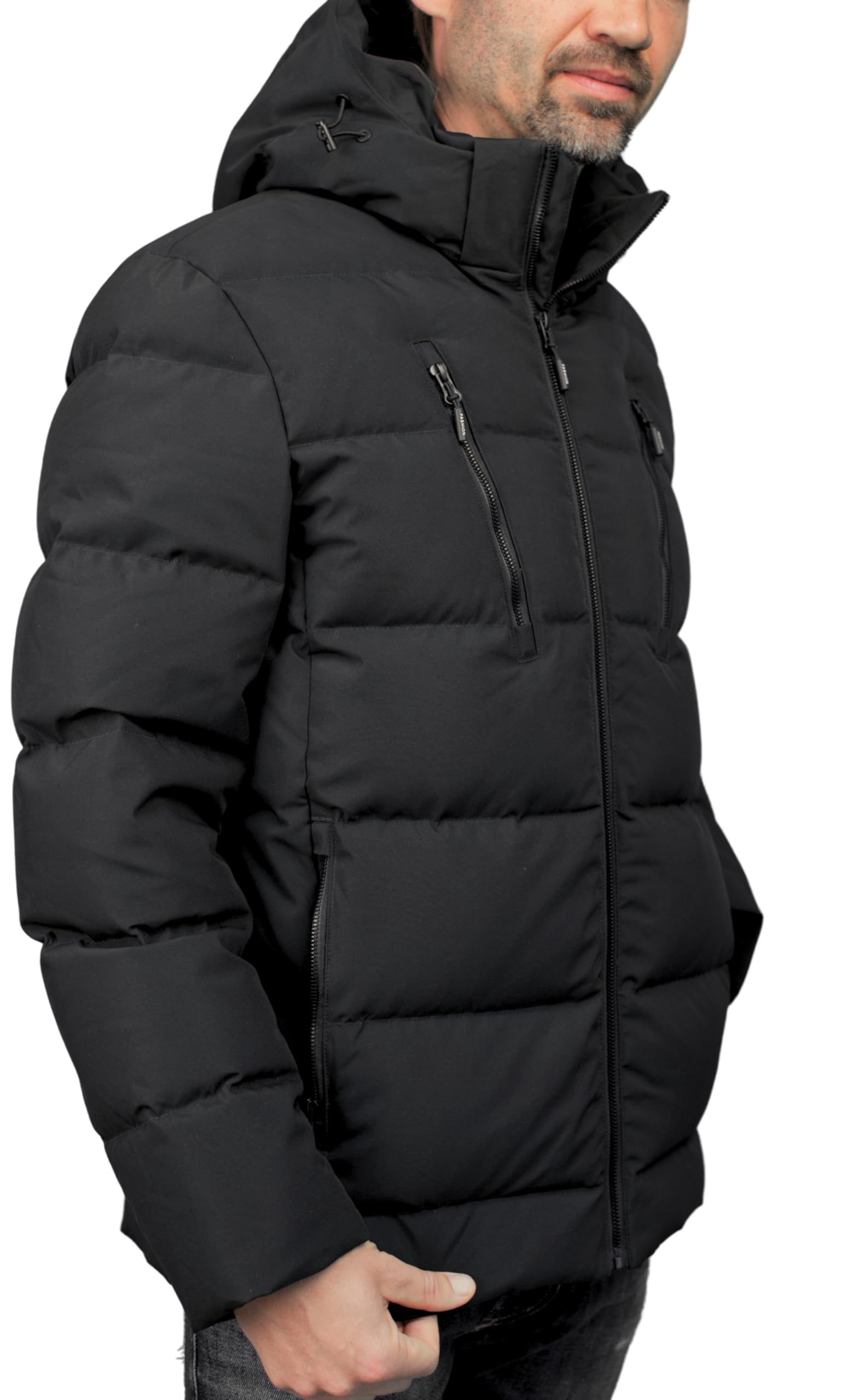 GUGGEN Mountain Piumino da uomo con calda imbottitura, giacca invernale WH10, con cappuccio rimovibile, giacca trapuntata da uomo