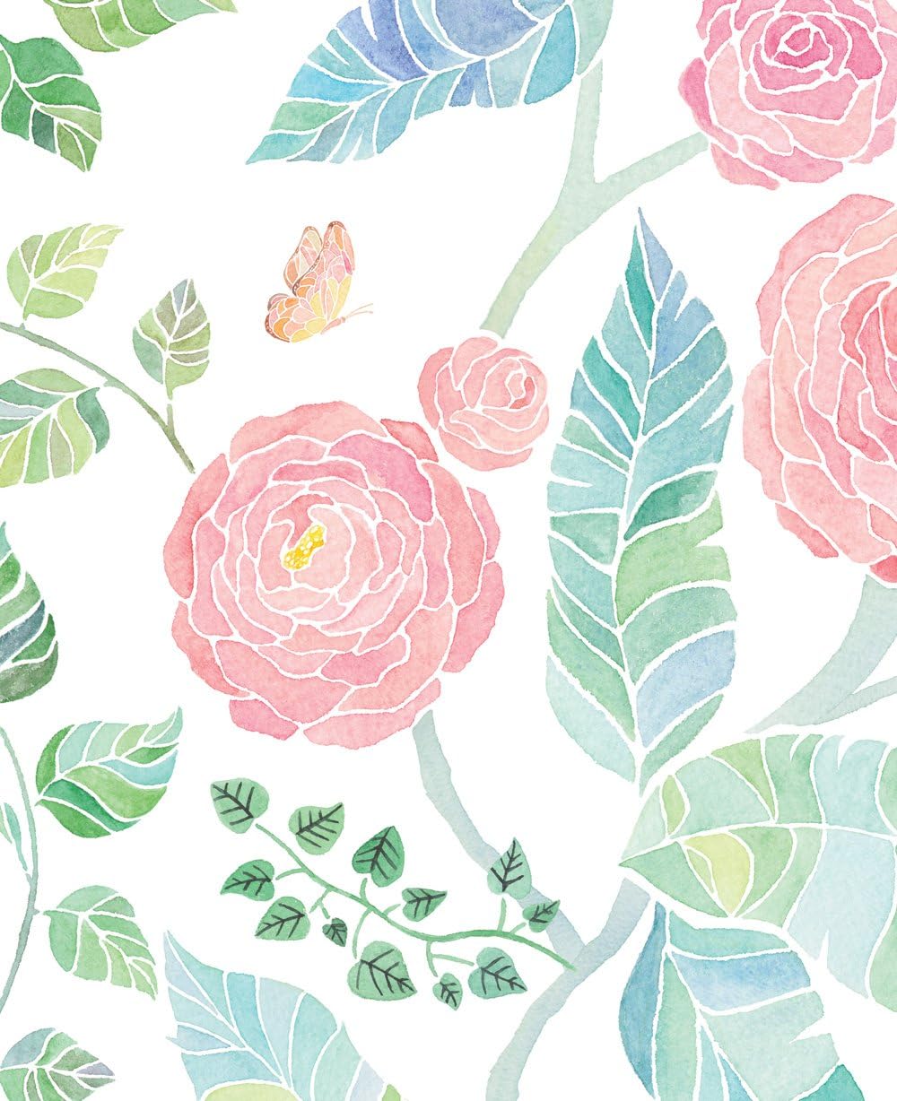 Simple Shapes Spring Garden Flowers Pink Wallpaper - 2 ft x 9 ft - 6pk