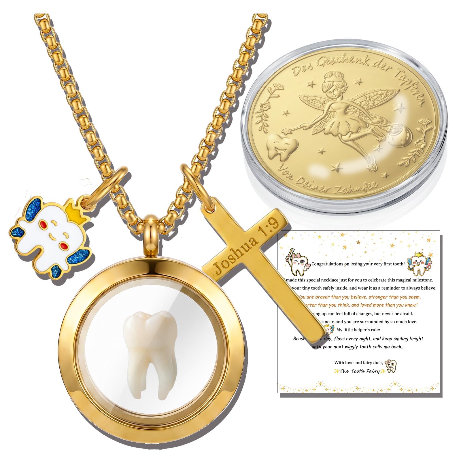 PARTNER Meaningful Tooth Fairy Gifts for Women First Lost Tooth Keepsake for Celebration &amp; Reward with Message Card Milestone Jewelry Gift from Toothfairy