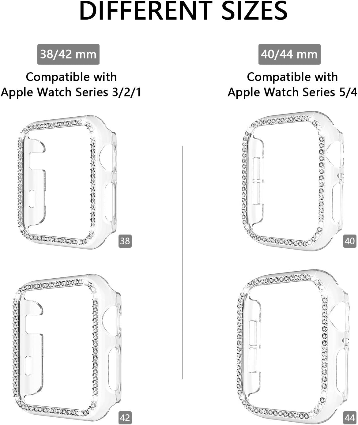 adepoy 3 Pack Apple Watch Case 40mm Series 6/5/4 SE Bling Rhinestone Apple Watch Protective Case Bumper Frame Screen Protector Case Cover for iWatch Series 40mm