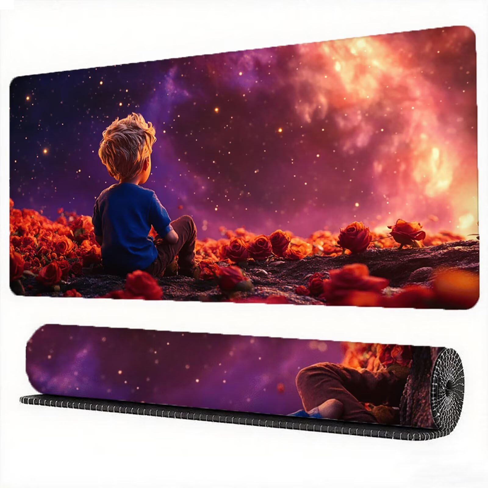 Galaktyczna podkładka pod mysz 1200 x 600 mm Chłopak Podkładka pod mysz Duża japońska podkładka pod mysz antypoślizgowa gumowa podstawa powierzchnia z przeszyciami na krawędziach mata biurowa do