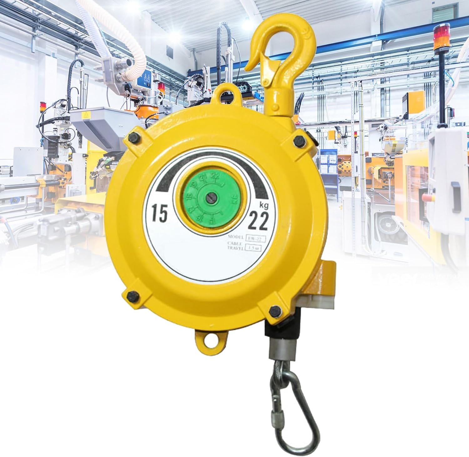 Adjustable Retractable Spring Balancer Tool Holder with Hook & Wire Rope for Workshop & Automotive Equipment, 15-22kg Capacity, Heavy Duty Mechanism