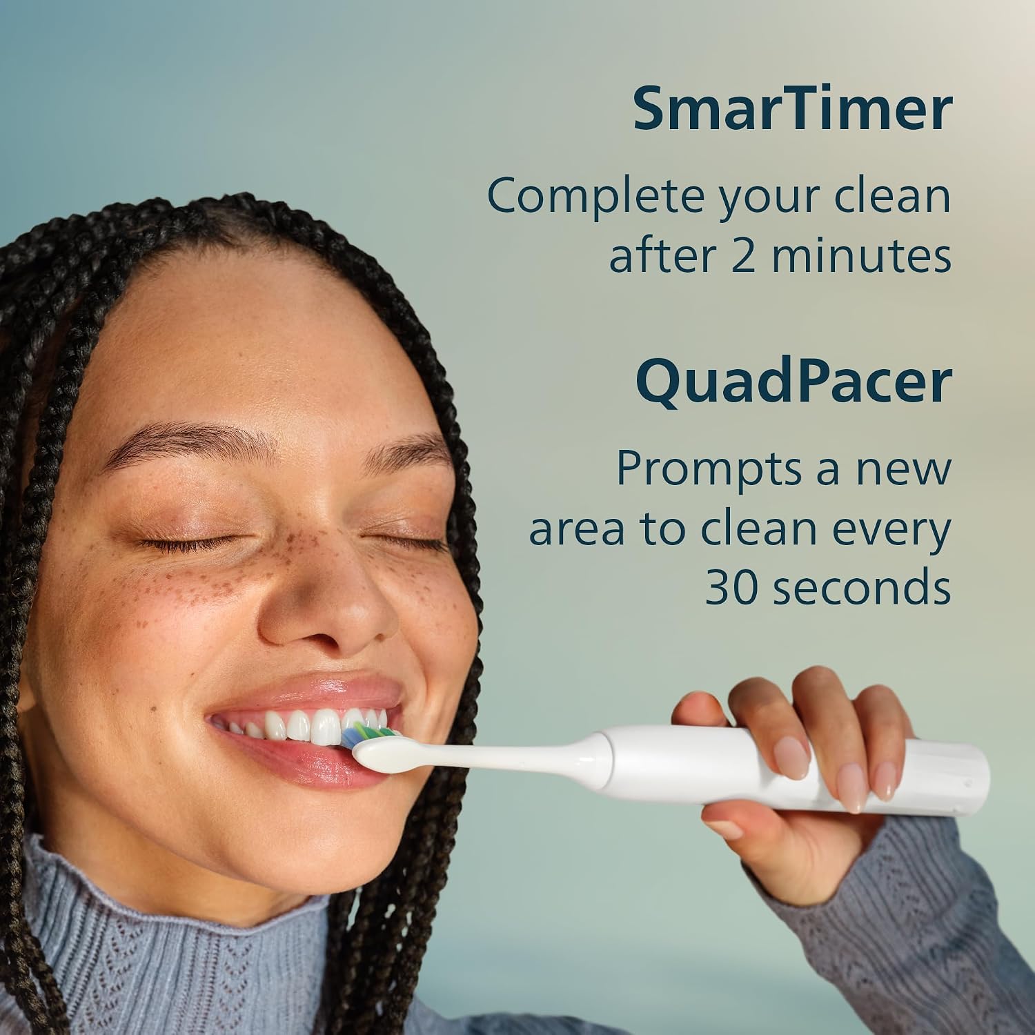 Philips Sonicare 3300 Series Electric Toothbrush - Sonic Toothbrush with 2 Intensity Levels, EasyStart Feature, SmarTimer & QuadPacer, 14-Day Runtime, White, Model HX4022/91