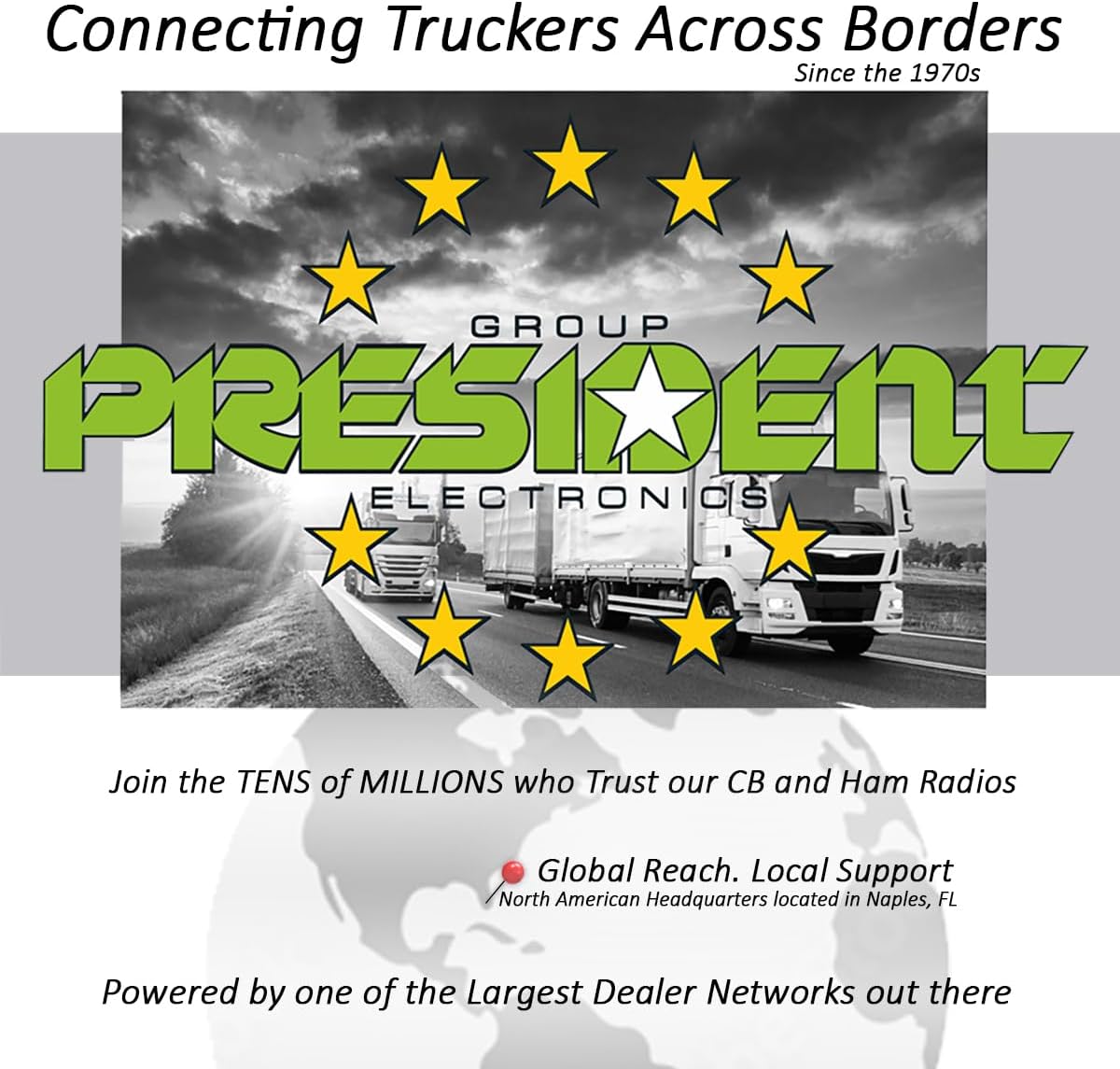 President Randy III FCC AM/FM Handheld CB Radio w/P Channels, NRC, Desktop Dock & Mobile Charge Module, 7Color Display, ASC, VOX, CTCSS/DCS, Weather Channel, Scan Skip, Flashlight, Key Lock (TXUS722)