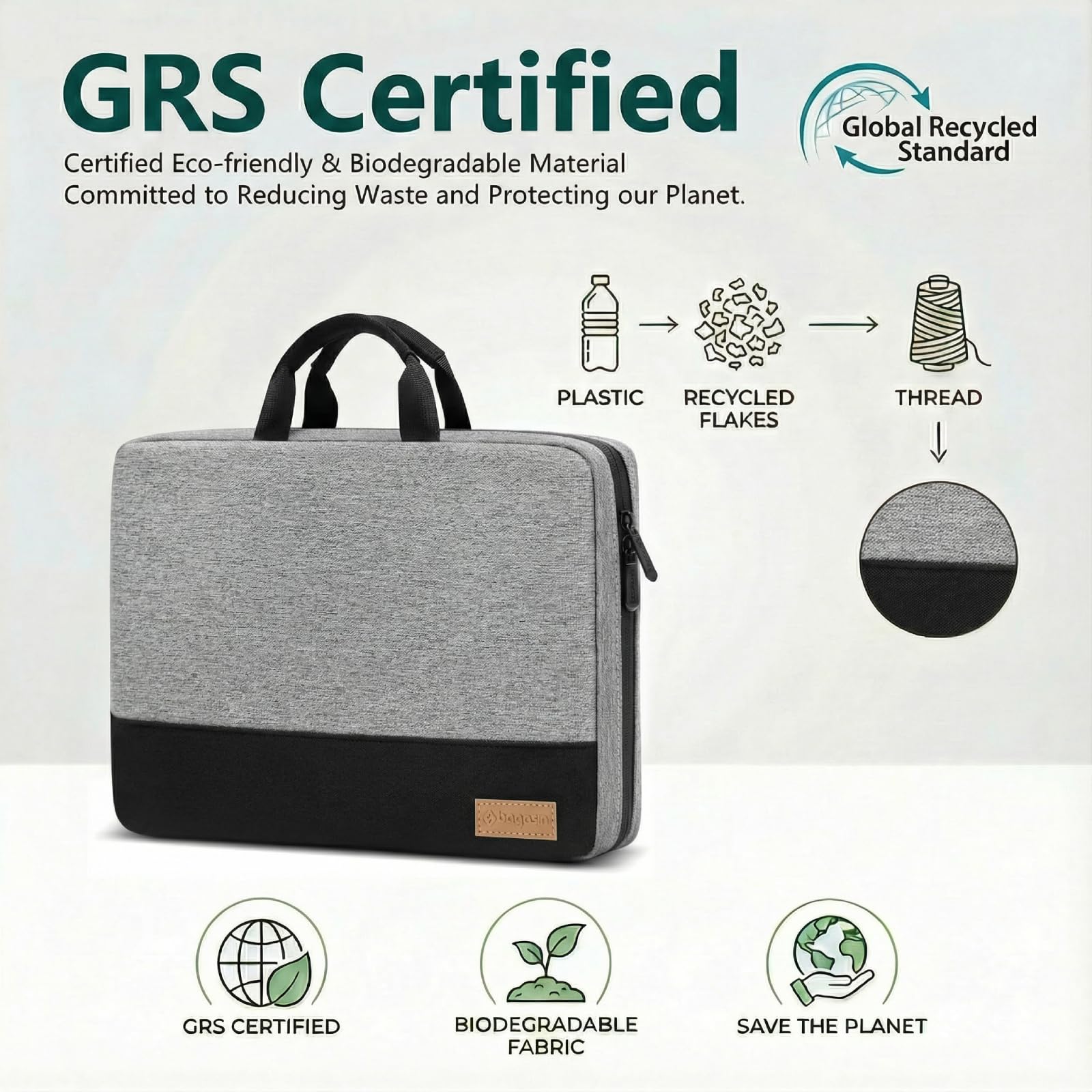 Bagasin Custodia Borsa Porta PC, 11,6 12 12,3 12,4 Pollici Sleeve per Laptop TSA Resistente all'Acqua, Borsa/Caso da Trasporto per Computer Compatibile con MacBook Surface Pro Surface Laptop Go