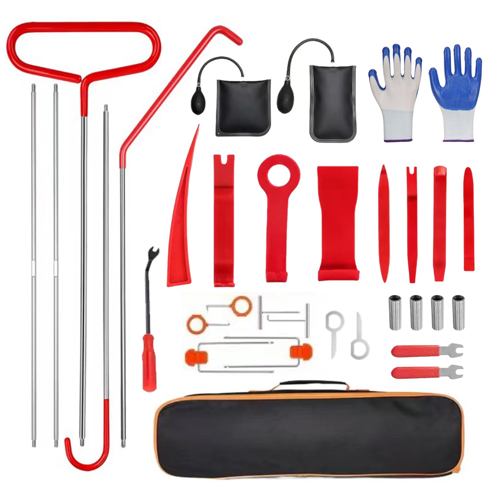 Professionelles Auto-Werkzeug-Set – 32-teiliges Set mit Greifer mit langer Reichweite, Luftkeil, abriebfestem Keil und Handschuhen für Notfälle und Dellenreparatur