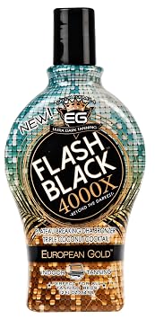 European Gold Flash Black 4000X Indoor Tanning Lotion, Triple Coconut Cocktail, DHA Bronzers, 12 fl. oz.