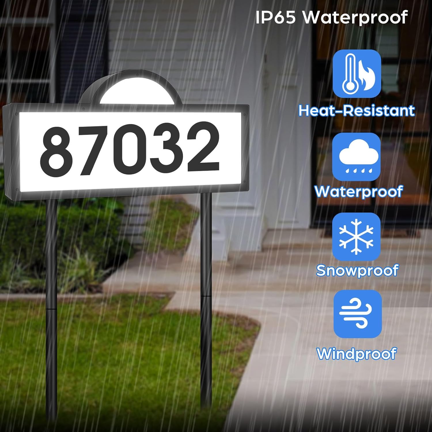 Solar Address Numbers for House, Lighted House Numbers with Cool Light & Warm Light, Solar Address Sign for Yard, IP65 Waterproof Address Plaque Wall Mounted & in Ground