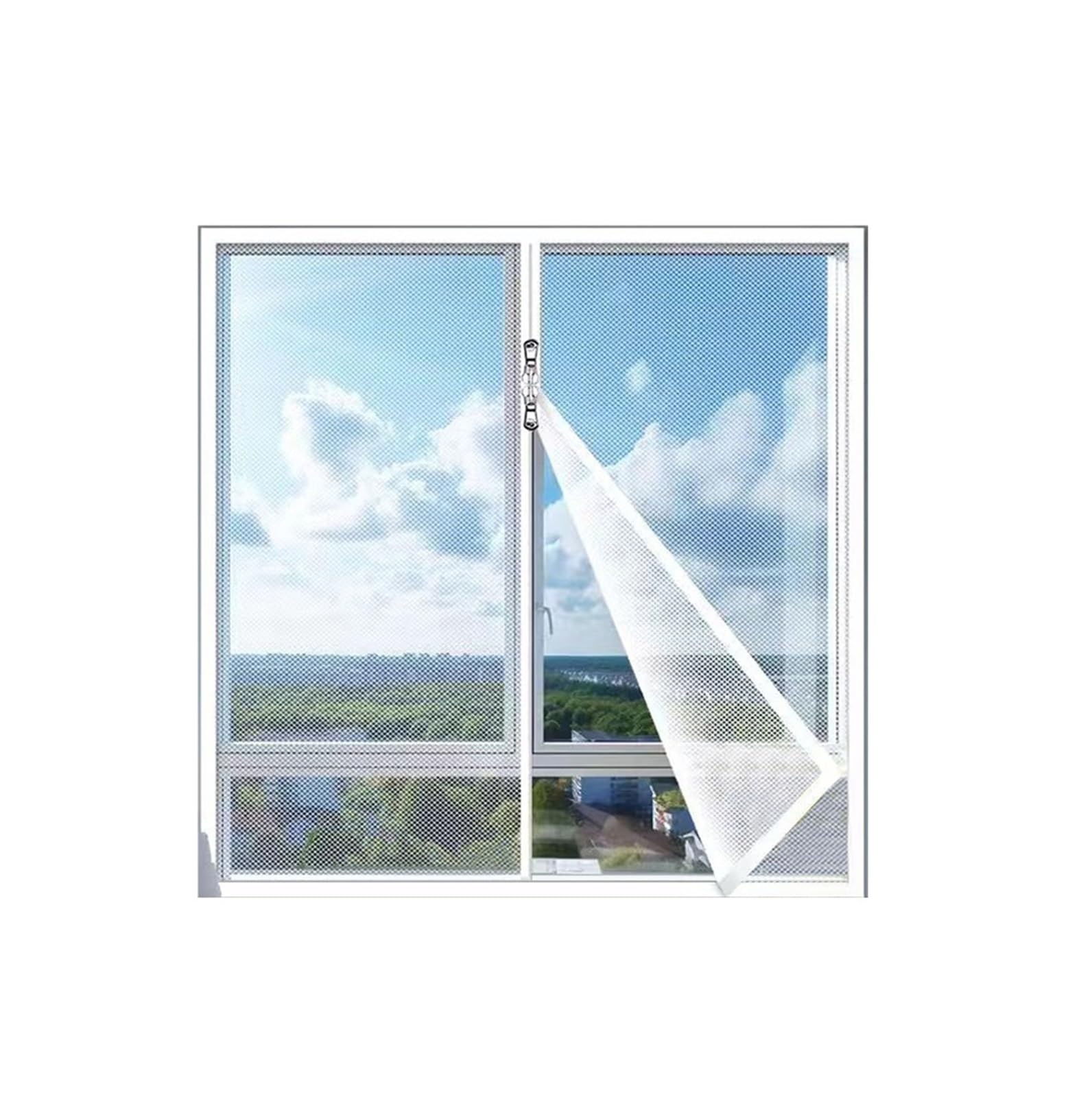 Supkancl Width 80Cm 1Pc Zipper Window Mesh Self Adhesive Mosquito Nets For Windows Anti-Mosquito Door Curtain(,Height 180Cm)