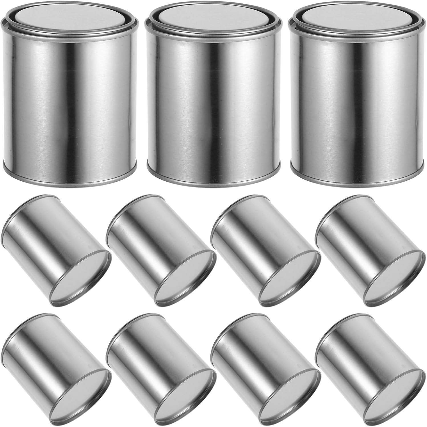 VILLCASE 12pcs 0.4l Empty Paint Buckets with Lids Multipurpose Pitch Storage Containers Metal Sealed Round Paint Cans for Leftover and Accessories