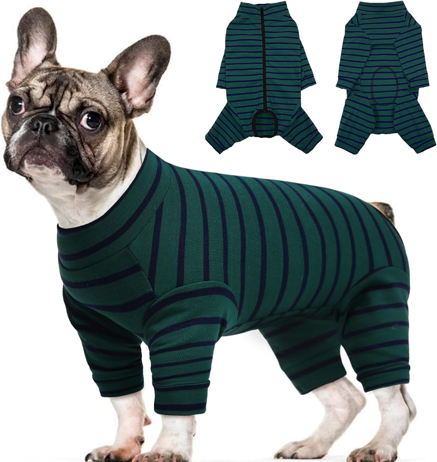 Kuoser Recovery Suit for Small Dogs After Surgery, Long Sleeve Dog Surgery Recovery Suit, Dog Onesie for Abdominal Wounds Skin Disease, Green S