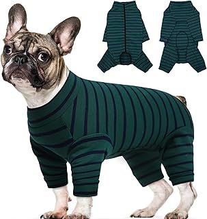 Kuoser Recovery Suit for Small Dogs After Surgery, Long Sleeve Dog Surgery Recovery Suit, Dog Onesie for Abdominal Wounds Skin Disease, Green S
