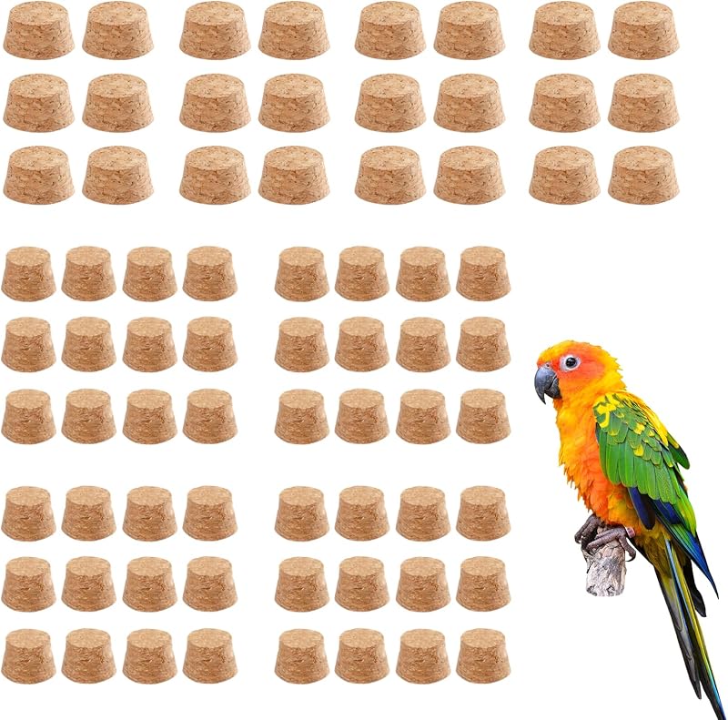 Peças de Cortiça para Brinquedos Mastigáveis de Aves JONS NTY, 24 Grandes e 48 Pequenas, 72 Unidades