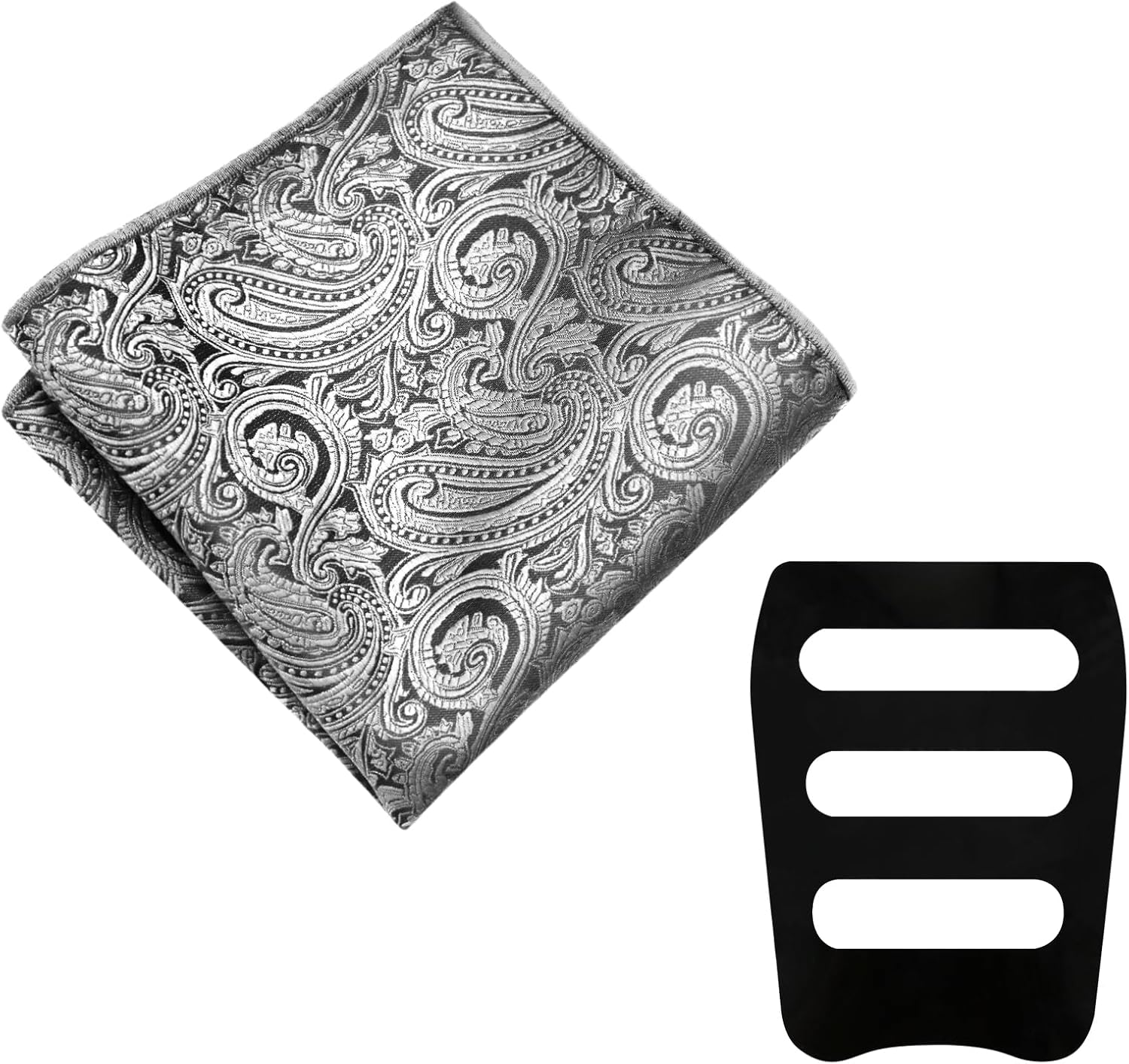 9.64" X 9.64" Handkerchiefs for Men with Pocket Square Holder, Paisley Pocket Squares for Men for Banquet Party