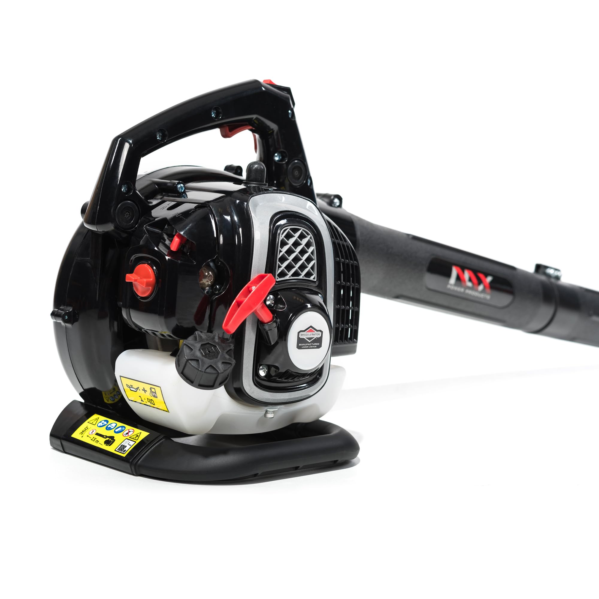 NAX POWER PRODUCTS 950V soffiatore per foglie motore 25,4 cm3 0,75 kW Briggs & Stratton prodotto con licenza sacco per foglie 40l aspiratore da giardino con funzione di soffiaggio