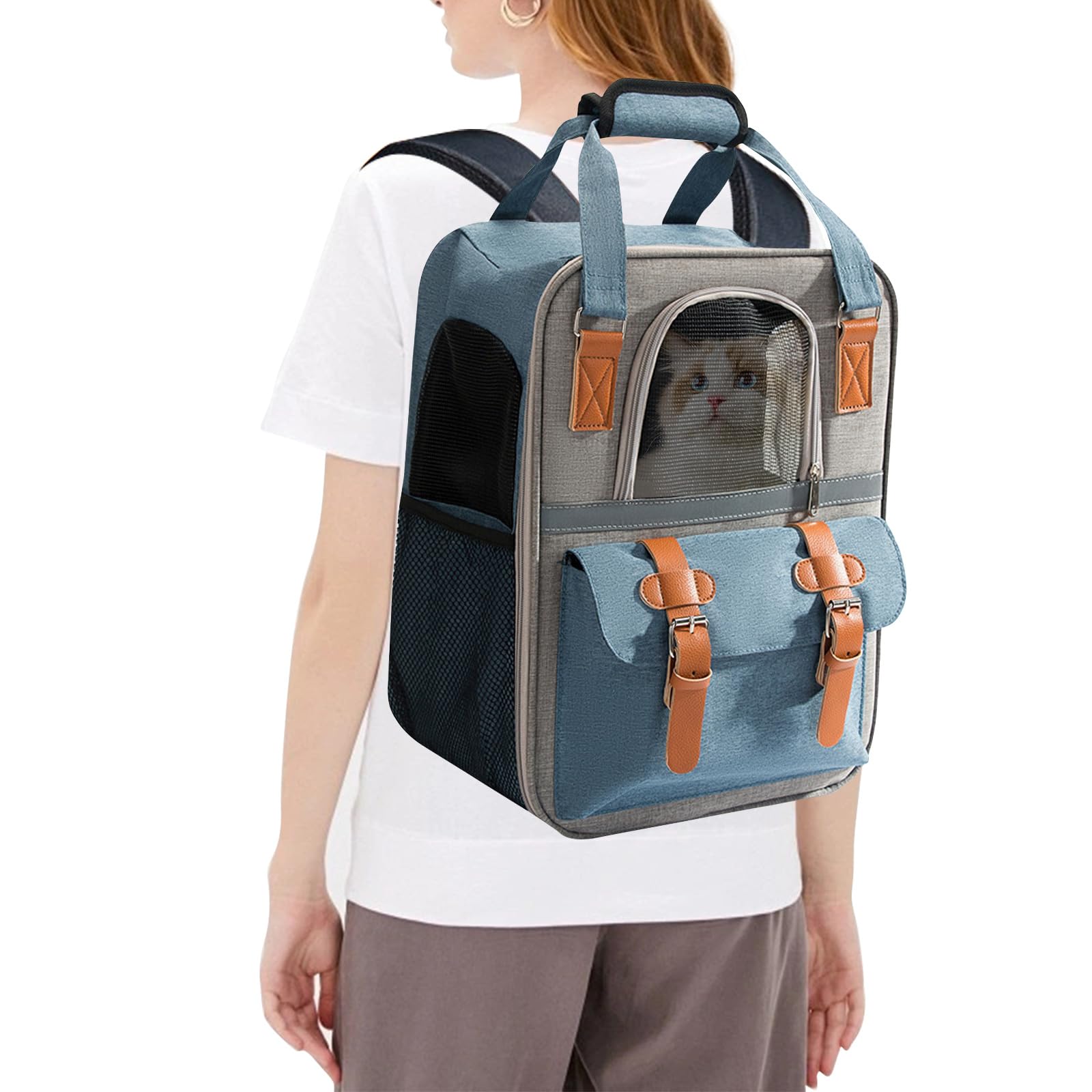 Zaino Traspirante Per Cani E Gatti - Fino 10kg, Con Cintura Sicurezza E Materasso Morbido - Foto 11