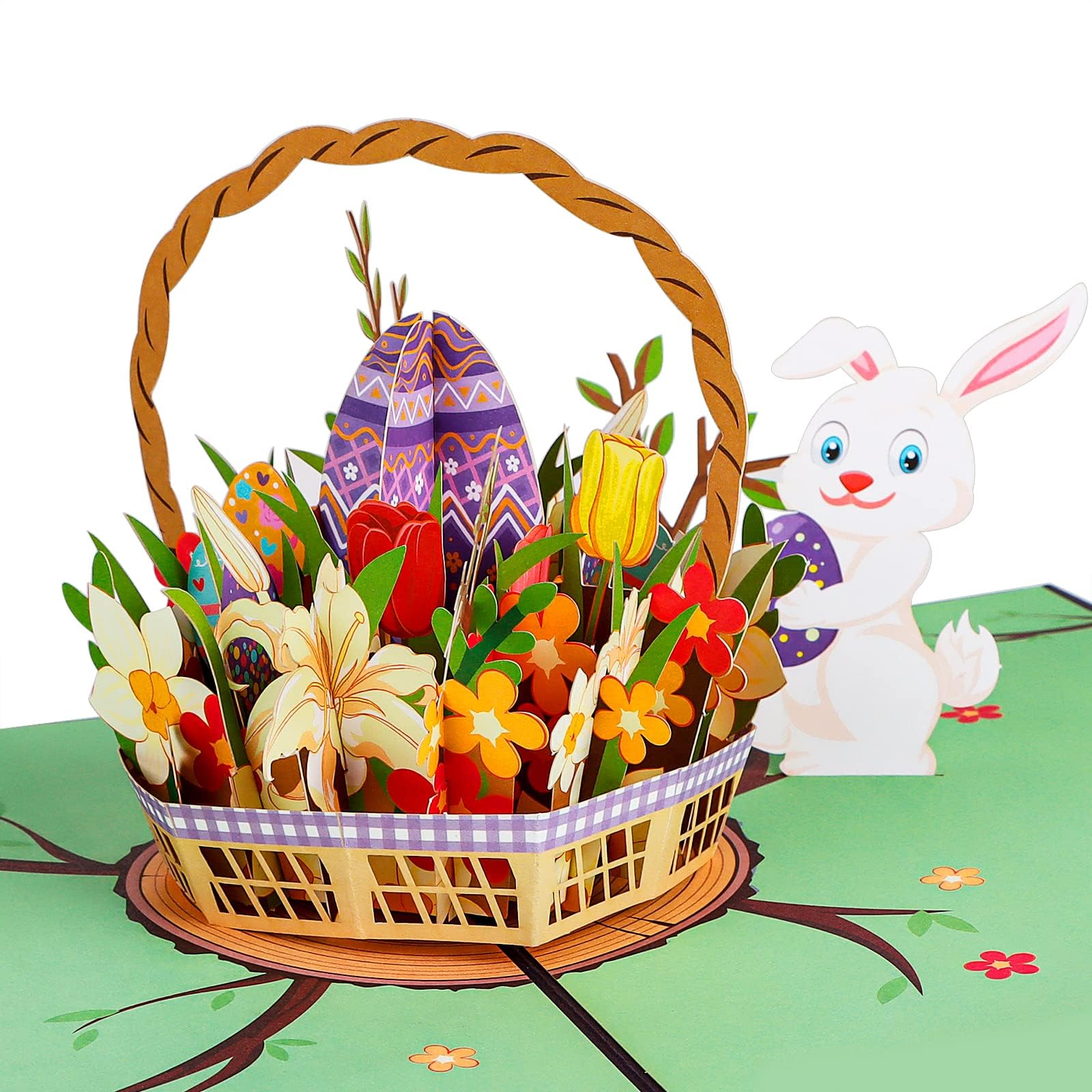 Carte De Pâques Pop-Up 3D Lapins - Avec Enveloppe Pour Cadeaux