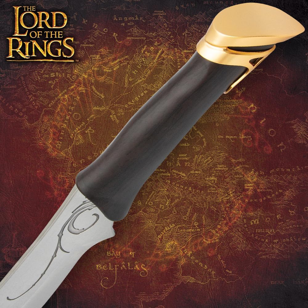 United Cutlery Lord of The Rings Elven Knife of Strider | LOTR Officially Licensed Reproduction | Stainless Steel Blade | Wooden Wall Plaque | Certificate of Authenticity | Full Size Replica