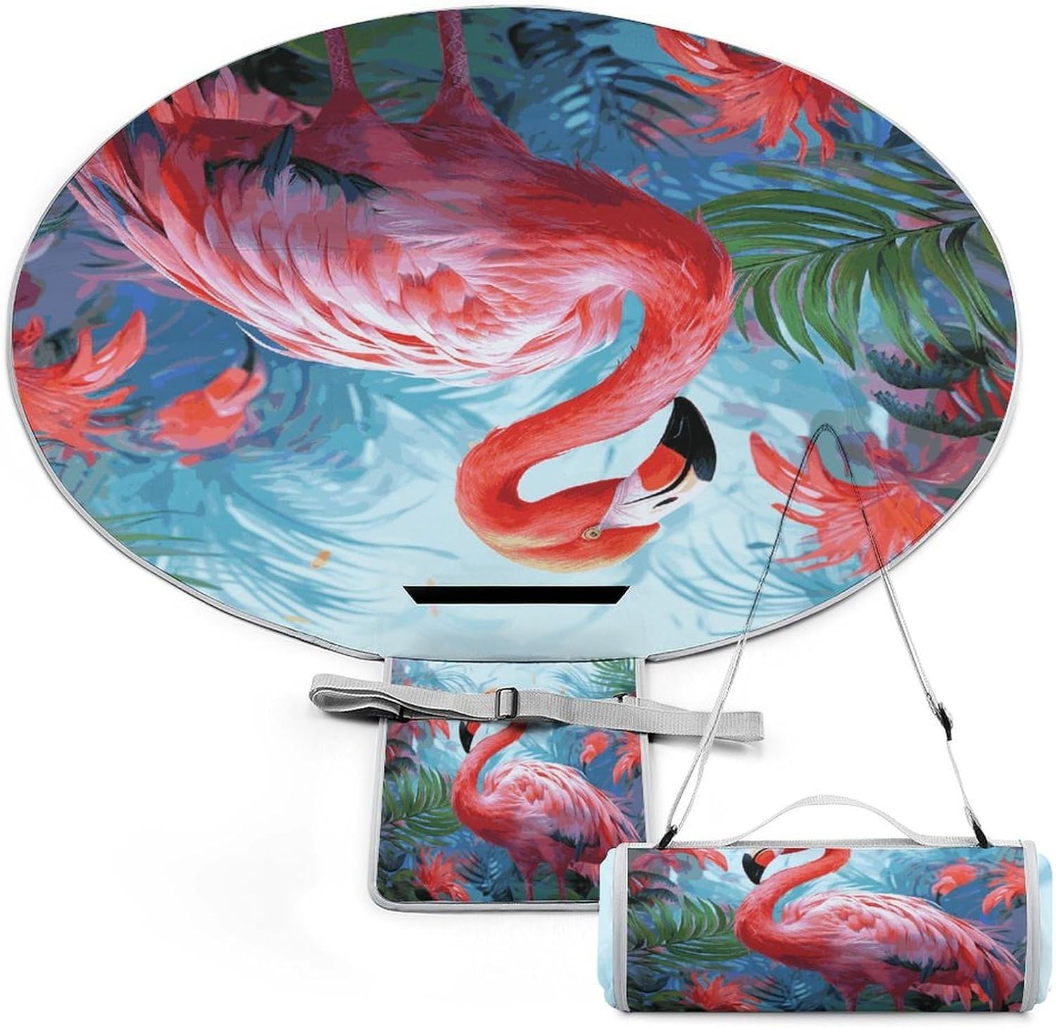Painted Flamingo Picnic Mat Lightweight Waterproof Picnic Blankets Extra Large Picnic Outdoor Blankets Foldable Sandproof Beach Blanket for Park Beach Camping Courtyard 58.3''x58.3''