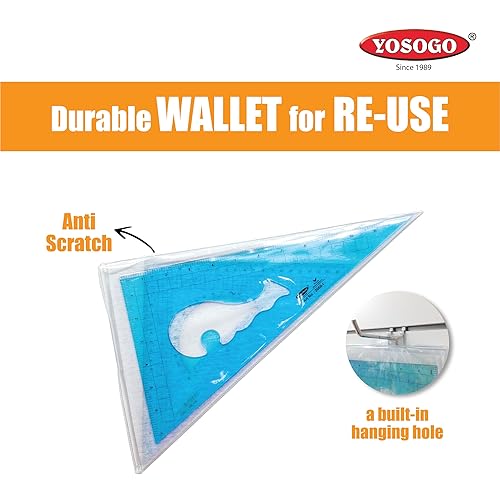 Miniatura 4 de Paquete de 2 reglas triangulares transparentes grandes cuadradas: 12 pulgadas - 30/60 grados y 9 pulgadas 45/90 grados | Esencial para uso escolar y