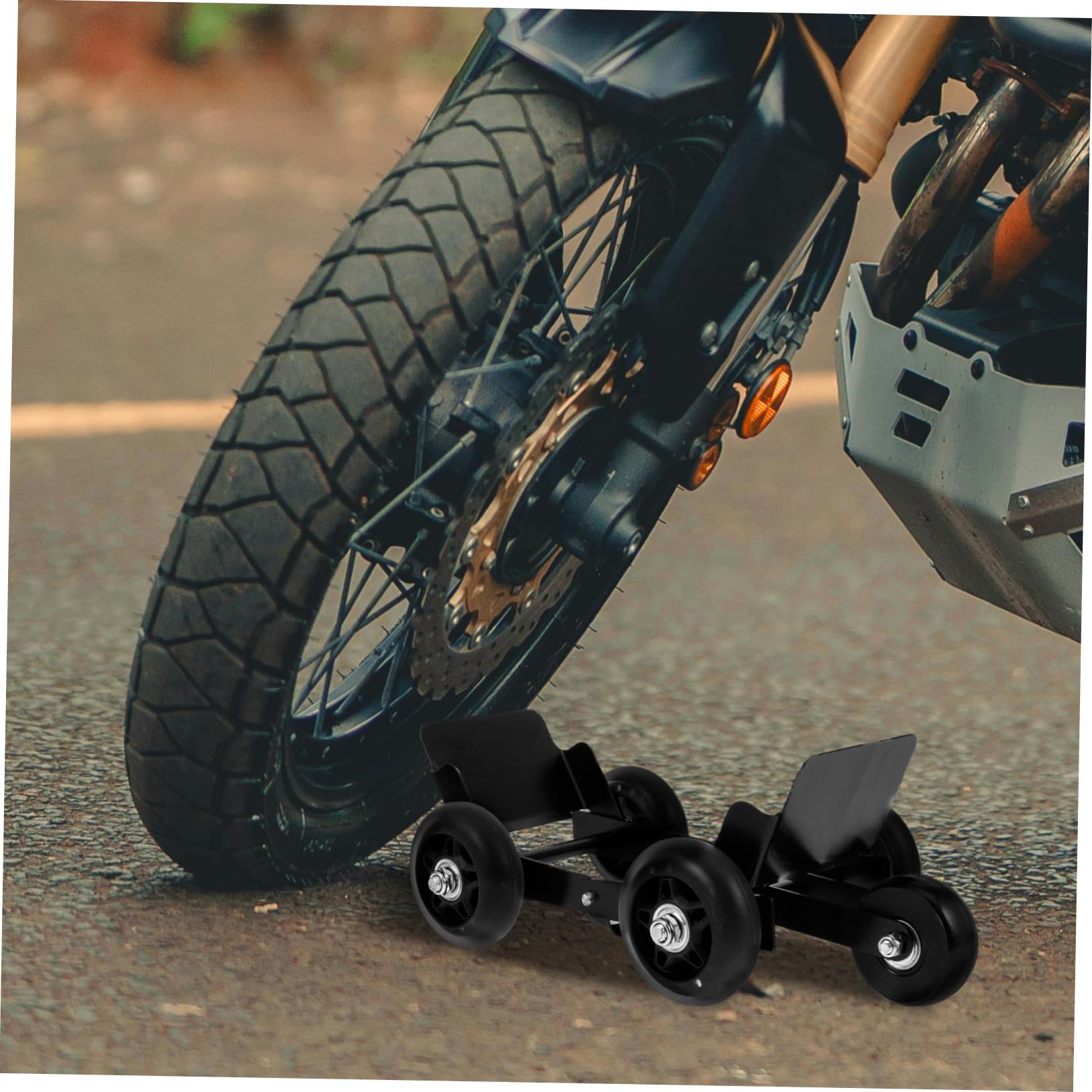IMIKEYA Rouleau de Pneu d'urgence Robuste Noir Chariot de Déplacement pour Moto et Tricycle Assistance Dépannage Pneus Crevés Usage Extérieur Passionnés Moto Couleur Aléatoire