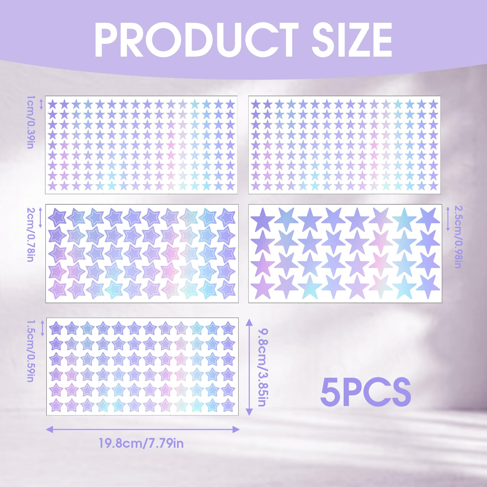 Pegatinas Estrellas Fluorescentes 442 Piezas para Techo Decoración Cielo Estrellado Autoadhesiva para Dormitorio