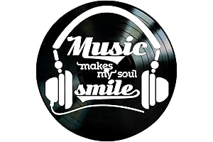 Music Makes My Soul Smile Quote on a Real Vintage Vinyl Record Album Wall Art