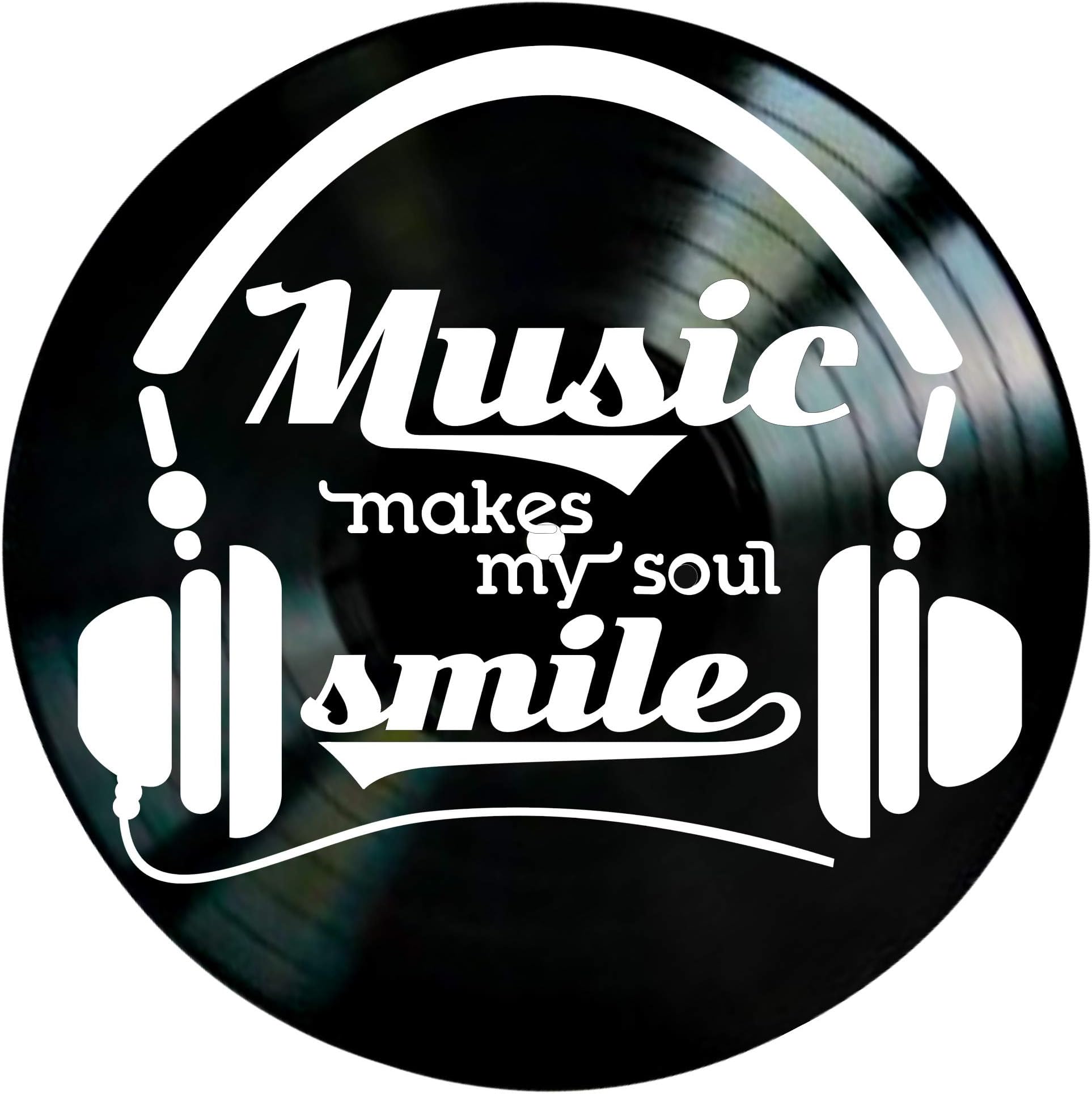 Music Makes My Soul Smile Quote on a REAL Vintage Vinyl Record Album - Music Wall Artwork