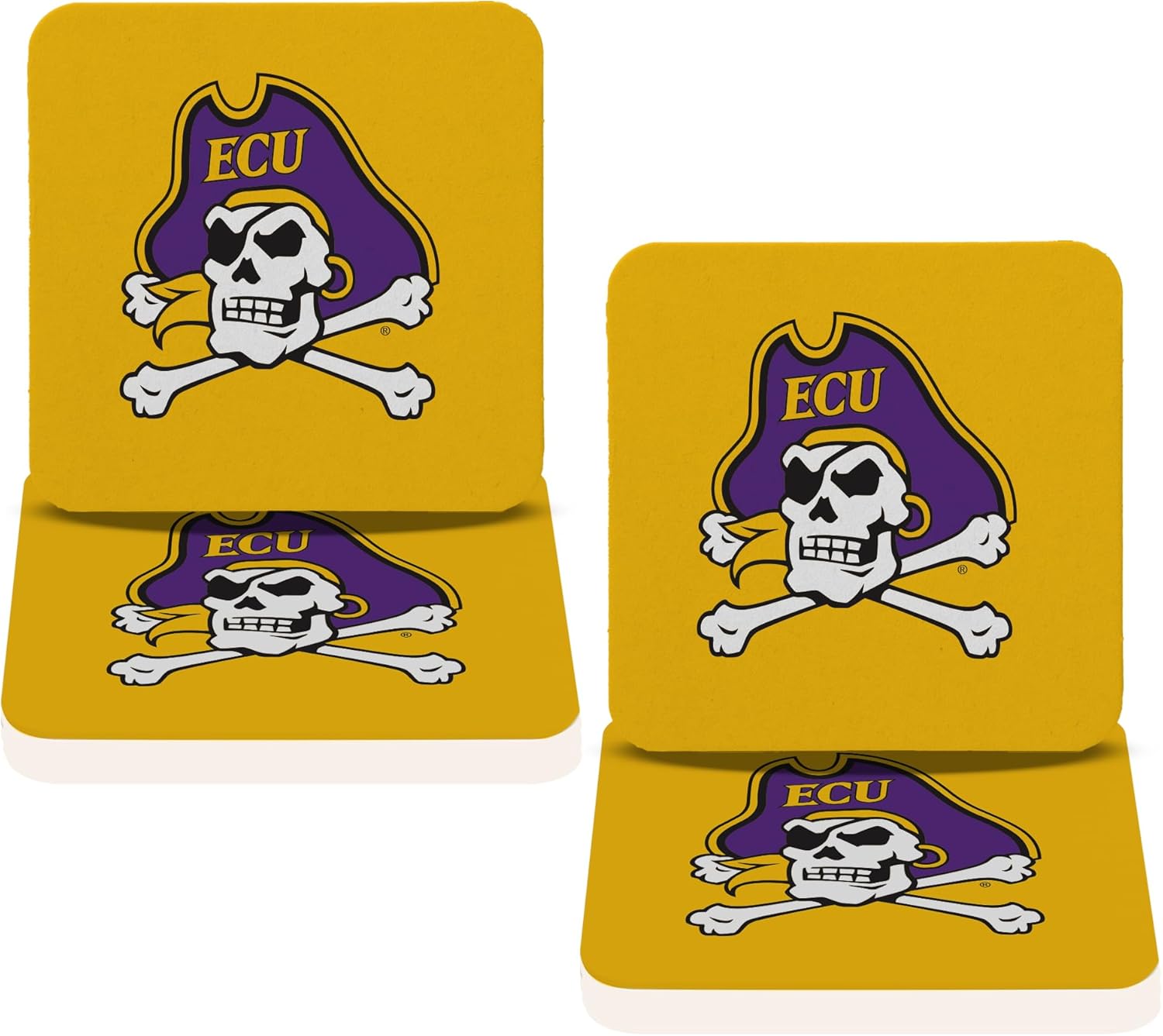 Desert Cactus East Carolina University Coaster ECU Pirates Water Absorbent Drink Square Coasters - Made from Natural Sandstone (Square 4 Pack - B)