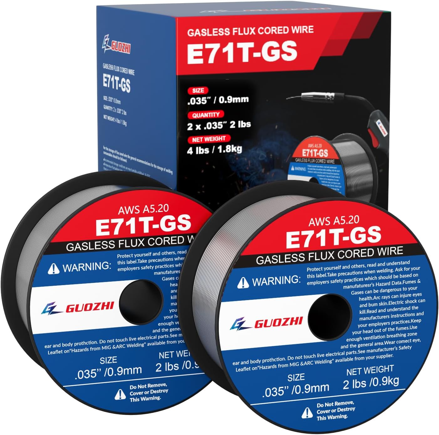 Bobine Fil Soudure E71T-GS .035" 10 Lbs – Sans Gaz, Noyau Flux, Munirater