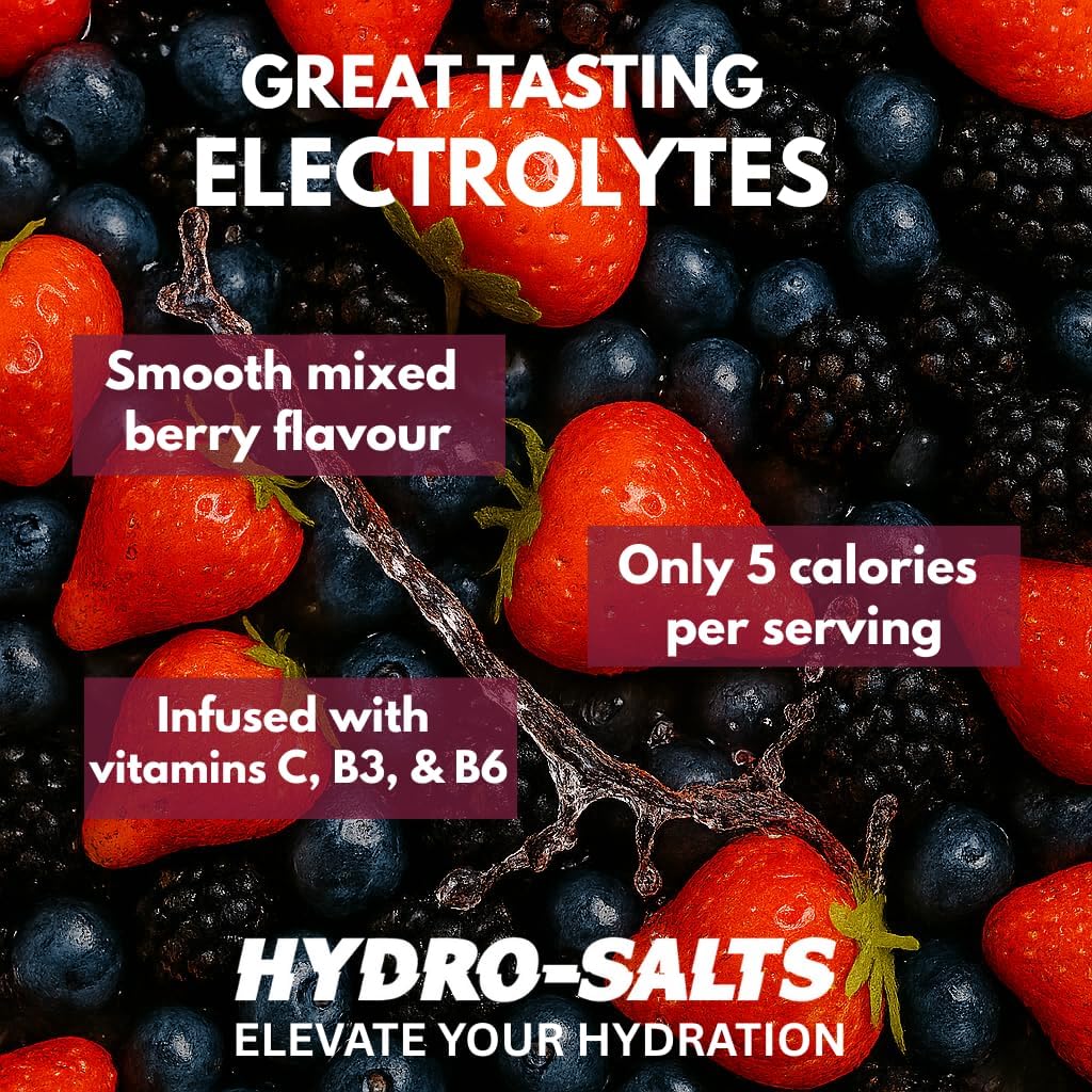 Electrolyte Powder | Hydration & Recovery Drink Mix | Mixed Berries | Low-Calorie | 300g (60 Servings) | Keto & Vegan | Magnesium, Potassium & Sodium Electrolyte Supplement | Vitamins C, B3, B6
