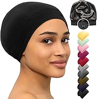 Vista 1 de CAPLORD Gorro de satén para dormir, envoltura de pelo rizado para hombres, gorros de seda ajustables para mujeres, gorro de seda para el cabello