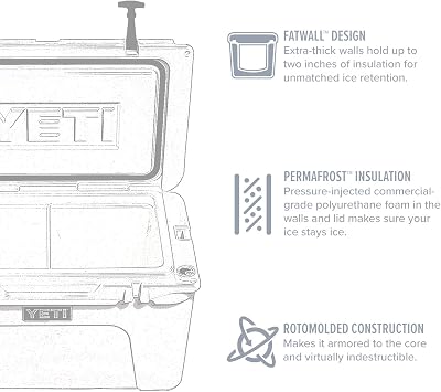 YETI Tundra 65 Cooler | Rotomolded Portable Cooler Box, Fits 54 Cans or 16.8 kg Ice, PermaFrost Insulation, Tough Ice Cooler for Camping or Fishing