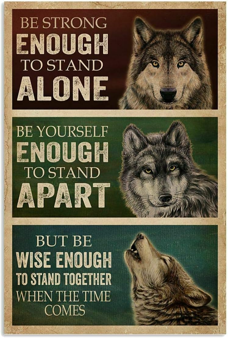 Amazon.com: Wolf Be Strong Enough Vintage Tin Sign Wall Art Plaque