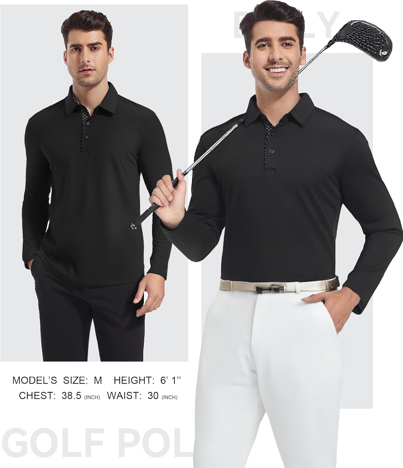 SAMERM Men's Long Sleeve Golf Shirts Casual Polo Shirts for Men Performance Collar Shirts Workwear Office - Image 6